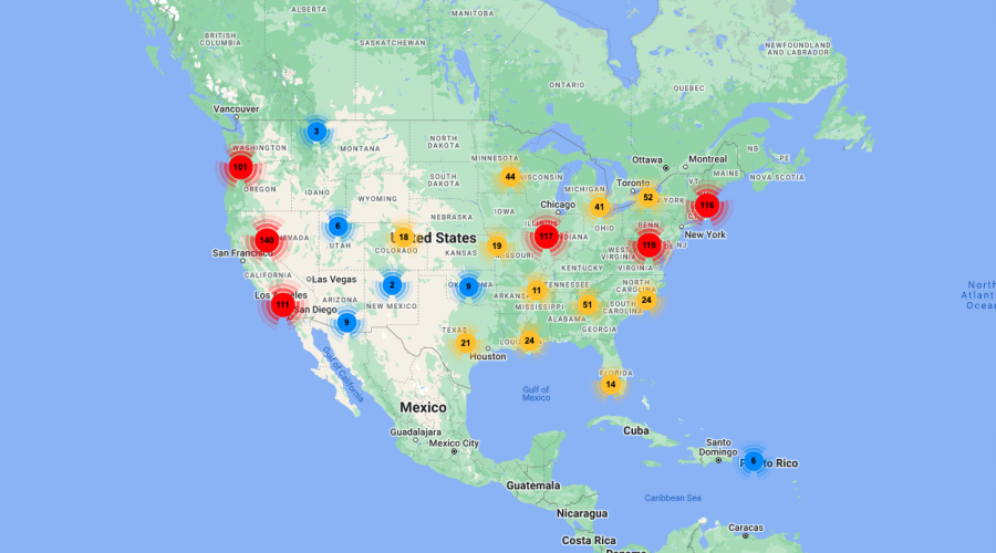 Labor action tracker map